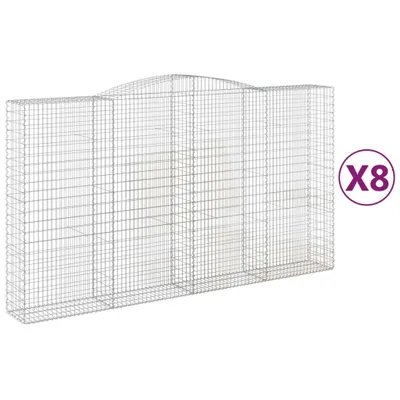 Produktbild von Gabionen mit Hochbogen 8 Stk. 400x50x220/240cm Verzinktes Eisen