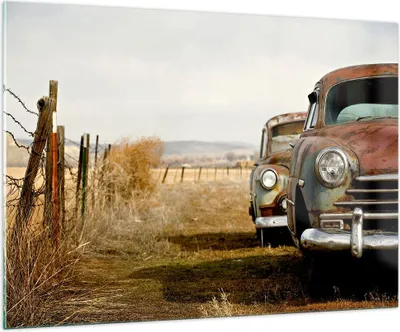 Produktbild von Bilder auf glas - Auto Alt Feld - 100x70cm - Glasbilder - Wandbilder - Kunstdruck - zum Aufhängen bereit - Wanddekoration aus Glas - Glas Bilder - Wandbild auf Glas - Einteilig - GAA100x70-0117