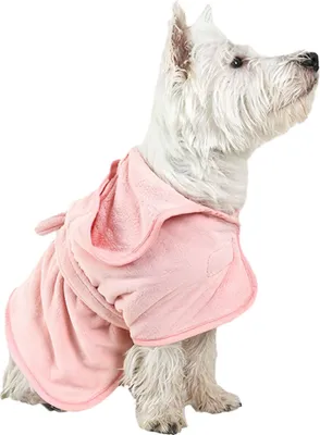 Produktbild von Katze und Hund starker saugfähiger Bademantel mit Hut, weicher Kapuze, die Baumwolle nicht lockert, mit Bademantel-Riemen und Klettverschluss(Pink,M)
