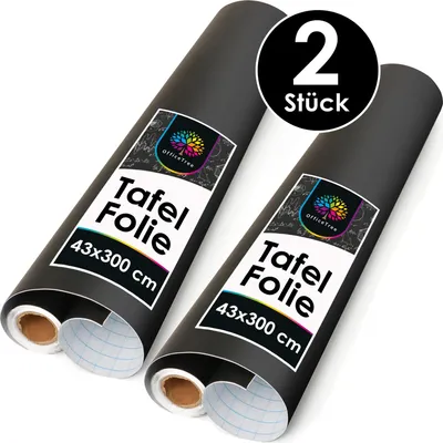 Produktbild von OfficeTree 2er Set Tafelfolie Selbstklebend Schwarz - 2 Rollen á 300 x 43 cm