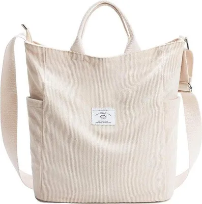 Produktbild von Famanu Handtasche Canvas Shopper Schultertasche Casual Groß für Schule Arbeit Alltag Einkaufen - Schwarz