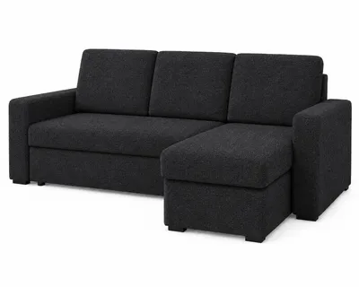Produktbild von Ecksofa WOJAN in Schwarz 210 x85 x 153 cm universell links oder rechts montierbar, mit Schlaffunktion und Bettkasten, KI-generiertes Bild