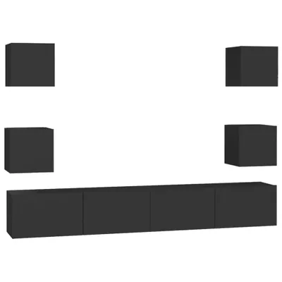Immagine prodotto di vidaXL Set di mobili TV da 6 pezzi in legno nero