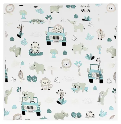 Produktbild von Wickeltischauflage für Babys mit Baumwollbezug, Muster: Zoo Grün, Größe: 75 x 85 cm