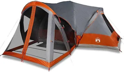 Produktbild von Tipi-Familienzelt 8 Personen Grau Orange Wasserdicht
