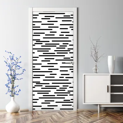 Produktbild von Dekorative Türaufkleber Aufkleber selbstklebend Abnehmbarerdeko Linien schwarz weiß 77 x 200 cm