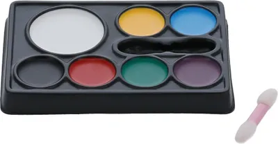 Produktbild von Smiffys Make-Up FX Gesichtsmalerei-Palette – 7 Farben Fettschminke mit Pinsel
