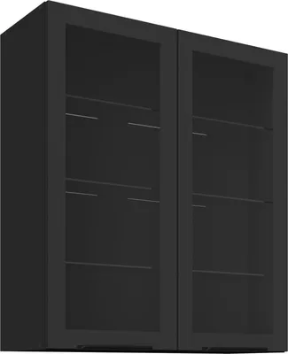 Produktbild von Küchen Glashängeschrank 80 cm SIENA Schwarz Küche Küchenzeile Küchenblock