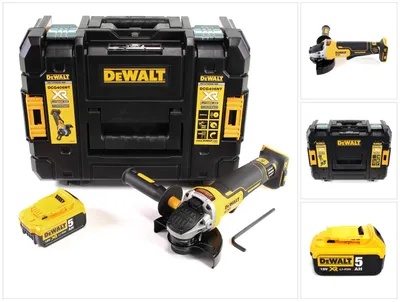 Obrázek produktu pro DeWalt DCG 406 NT akumulátorová úhlová bruska 18 V 125 mm bezkartáčová + 1x akumulátor 5,0 Ah + TSTAK – bez nabíječky