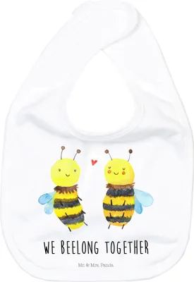 Produktbild von Mr. & Mrs. Panda Schlabberlatz Biene Verliebt - Weiß - Geschenk, Lätzchen, Baumwoll, Für Babys, Sabberlätzchen, Wespe, Babylätzchen