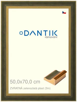 Obrázek produktu pro DANTIK rámeček 50x70 | ZVRATNÁ zelenozlatá plast (Plexi Čiré)