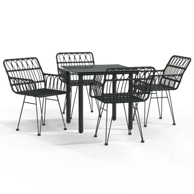 Immagine prodotto di vidaXL set da pranzo da giardino 5 pezzi in polirattan nero
