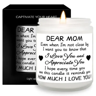 Image de Bougie parfumée à la lavande, cire de soja, présentée dans un récipient en verre, cadeau pour femmes, pour une maman, cadeau d'anniversaire