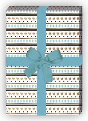 Produktbild von Grafisches Streifen Geschenkpapier mit Sternen, hellblau - G7694, 32 x 48cm