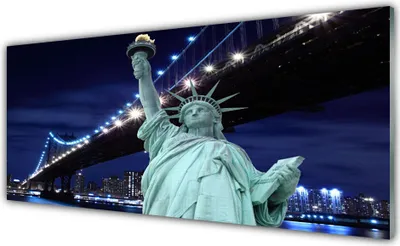 Produktbild von Glasbilder 125x50 Wandbild Druck auf Glas Brücke Freiheitsstatue Architektur