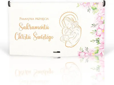 Zdjęcie produktu dla pudełko drewniane  MINI Pamiątka Chrztu RÓŻOWE 16cm