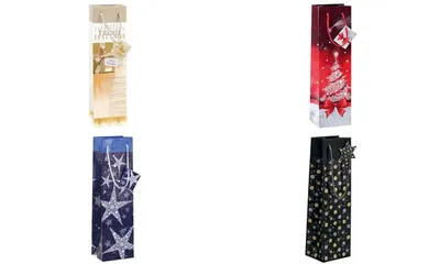 Produktbild von SIGEL GT024 Geschenktasche Flasche, Sparkling Tree, 10 x 35 cm, mit Glanzlackierung und Geschenkanhänger, 1 Tasche