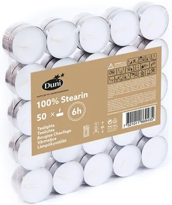 Produktbild von 400x Duni Teelichte, 6 Std. Stearin Ø 39 mm 6 Std. Weiß Stearin