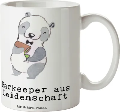 Produktbild von Mr. & Mrs. Panda Tasse Barkeeper Leidenschaft - Weiß - Geschenk, Bartender, Bürobecher, Kurs, Dekotasse, Ausbildung, Kaffeebecher, Kaffeetasse, bedruckt