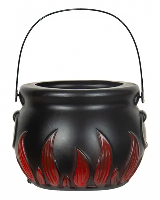 Produktbild von Schwarzer Hexenkessel mit Flammen Motiv als Verzierung 18 cm