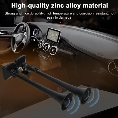 Obrázok produktu pre 150 dB, dvojitá trubková vzduchová siréna, elektrická siréna, 12-24V, s elektromagnetickým ventilom, ovládač s 12 zvukmi, pre automobily, nákladné vozidlá, karavany, plavidlá a lode