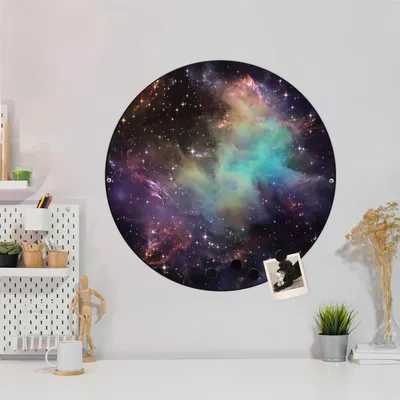 Produktbild von Design Stahlmagnettafel Schwarz Rund 47cm Im Weltall 2