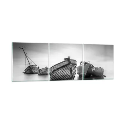 Produktbild von Bilder auf glas - 3 Teile - £ódŸ Wrack Schiff - 120x40cm - Glasbilder - Wandbilder - Bilder - zum Aufhängen bereit - Wanddekoration aus Glas - Glas Bilder - Wandbild auf Glas - GCA120x40-4999