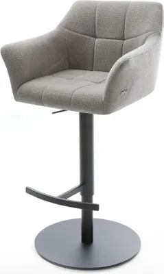 Produktbild von DELIFE Barstuhl Yulo-Flex Strukturstoff Soft Grau Drehfuß höhenverstellbar Metall Schwarz
