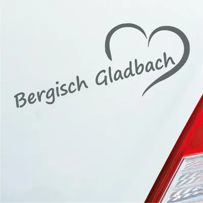 Produktbild von Auto Aufkleber Bergisch Gladbach Herz Stadt City Liebe Love 19,5x8 cm Grau Sticker Heckscheibenaufkleber