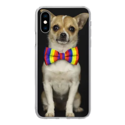 Produktbild von MuchoWow® Handyhülle Schutzhülle Hülle für iPhone X Hund - Fliege - Schwarz Silikon Softcase Handy Hülle