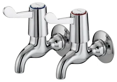 Waschtischarmatur Wandmontage, Chrom, Einhebelmischer, Messing, 1 Stück