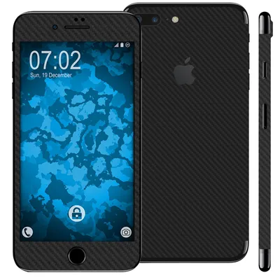 Produktbild von 1 x Carbonoptik-Folienset für Apple iPhone 7 Plus / 8 Plus schwarz PhoneNatic Schutzfolien