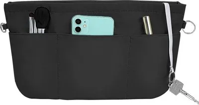 Zdjęcie produktu dla Organizer do torebki – organizer do torebki – organizer do torebki – „torba w torbie” – z breloczkiem i kieszeniami wewnętrznymi – kolor czarny – rozmiar L