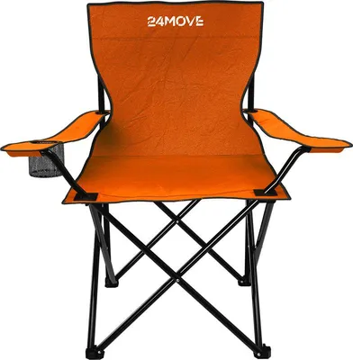 Produktbild von 24MOVE® Campingstuhl Faltstuhl, orange, mit Getränkehalter und Tragetasche Outdoor, faltbar max. 100kg, Angerstuhl, Klappstuhl