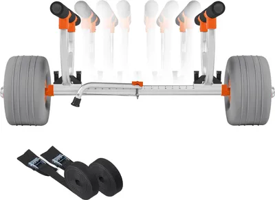 Zdjęcie produktu dla Wózek kajakowy SucceBuy, nośność 158 kg, pomoc w transporcie z 30,5 cm nadmuchiwanymi oponamipoliuretan i paskiem napinającym, idealny do kajaków, canoe, paddleboardów, łodzi i sprzętu do sportów wodnych, wymiary: 810x990x570 mm