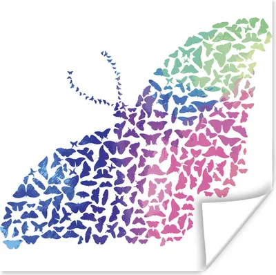 Produktbild von MuchoWow® Poster Eine Illustration eines Schmetterlings auf einem weißen Hintergrund 50x50 cm - Wohnzimmerdekoration