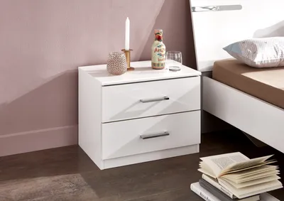 Produktbild von Nachtschrank >Anna< in WEISS - 52x40x38cm (BxHxT)