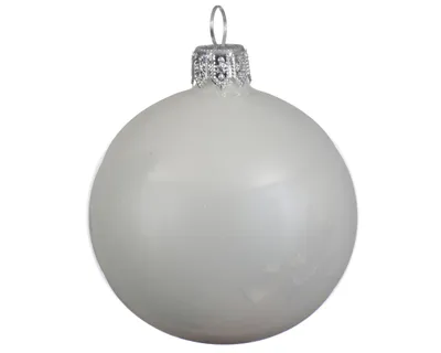 Produktbild von Weihnachtskugeln Glas 10cm mundgeblasen 4er Box - Winterweiß glänzend