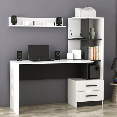 Produktbild von Thiesi - Schreibtisch, 120x60x74h cm Weiß, 7 Ablagen