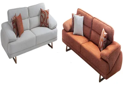 Produktbild von Weißer Dreisitzer Stilvolle Orange Polstercouch Wohnzimmer Sitz-Set