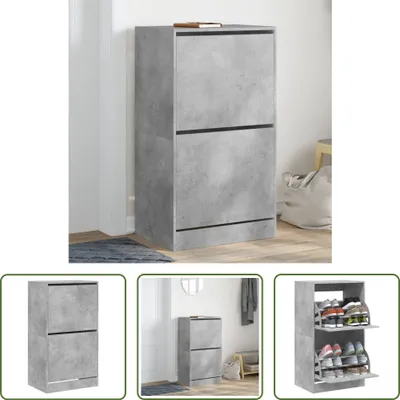Obrázek produktu pro The Living Store Botník se 2 chlopněmi betonově šedý 60x42x108 cm