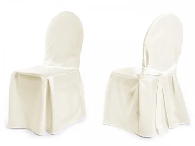 Produktbild von TexDeko Stuhlhussen für Bankettstühle - runde Lehne - Modell BERLIN (mit Schleife) - Creme