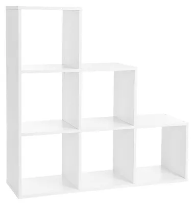 Immagine prodotto di Libreria a scala con 6 ripiani, bianca, 97,5 x 97,5 x 29 cm
