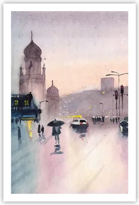 Produktbild von Poster - Poster ohne Rahmen - Aquarell Stadt historische Denkmäler - 61x91,5 cm - Wand Bild - Wanddeko - Wandbilder - Kunstposter - Wandposter - Bilder - Kunstdruck - Wanddekoration - P2XPA61x91-4579