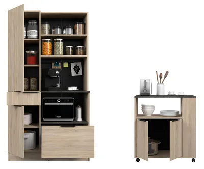 Produktbild von Fumay 1 Küchenbuffet mit Rollschrank – Eiche/Beton