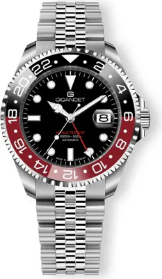 Produktbild von Gigandet Automatikuhr Edelstahl Saphirglas Silber Schwarz World Trip GMT Ceramic - G1000-007M-C