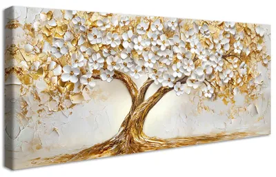 Productafbeelding van Kunstdruk Levensboom - Canvasprint - Wanddecoratie - 50 x 120 cm - Houten Lijst
