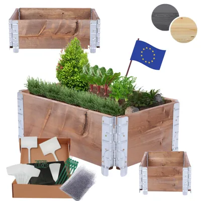 Produktbild von MODO24 Hochbeet Holz, Pflanzrahmen, Kräuterbeet, Gemüsebeet, Massivholz Kiefer, Garten, 20x60x40 cm, Braun, ZP10