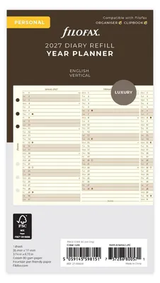 Produktbild von FILOFAX Kalendereinlage 2027 - PERSONAL - Jahresplaner - creme Baumwolle - englisch