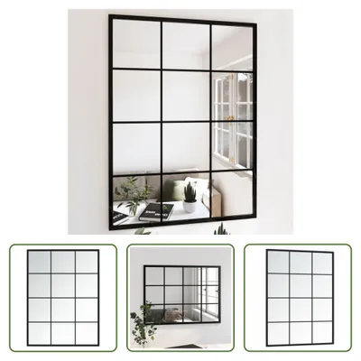 Obrázek produktu pro The Living Store Nástěnné zrcadlo černé 80x60 cm kovové
